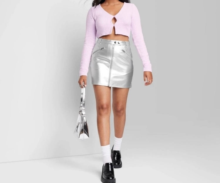 Wild Fable Metallic Silver Mini Skirt