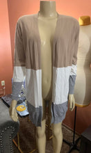 Load image into Gallery viewer, Tan/Gray Color Block Cardigan
