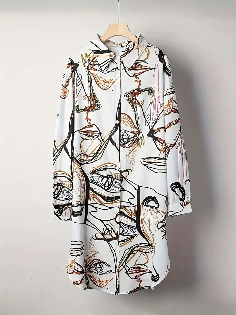 Graffiti print shirt dress