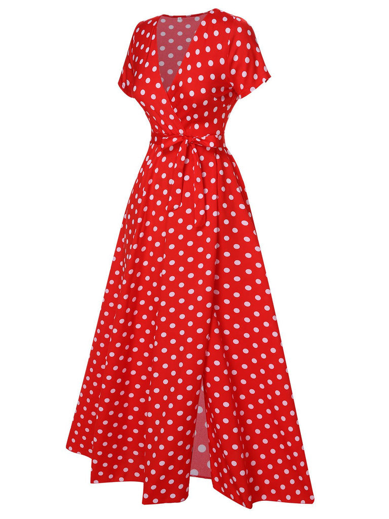 Deep V Polka Dot maxi