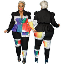 Load image into Gallery viewer, Plus Size Two Piece Long Sleeve Blazer Set
