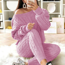 Load image into Gallery viewer, Plus Size Knitted Long Sleeve Sweater And Trousers Set
