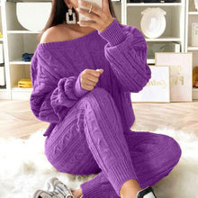 Load image into Gallery viewer, Plus Size Knitted Long Sleeve Sweater And Trousers Set
