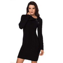 Load image into Gallery viewer, Asymmetric Turtleneck Knitted Sweater Dress
