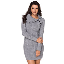 Load image into Gallery viewer, Asymmetric Turtleneck Knitted Sweater Dress
