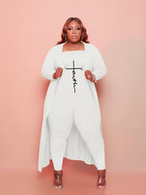 Load image into Gallery viewer, Plus Size Faith Long Coat Off Shoulder Jumpsuit
